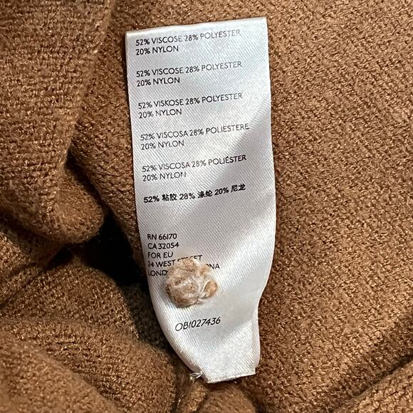Anthropologie Color Block Turtleneck Sweater Brown Cream Casual Cute Womens XL - Picture 7 of 8